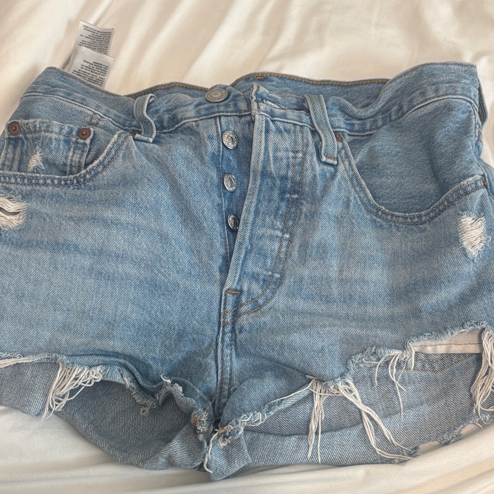 Signature by Levi Strauss Light Blue Distressed Jean Shorts
